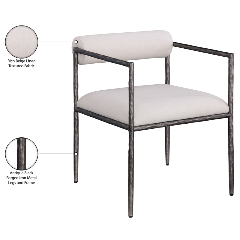 Meridian Furniture Axis Beige Linen Textured Fabric Dining Chair (Set of 2)