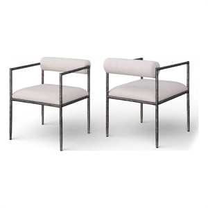 Meridian Furniture Axis Beige Linen Textured Fabric Dining Chair (Set of 2)