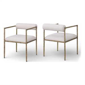Meridian Furniture Axis Beige Linen Textured Fabric Dining Chair (Set of 2)