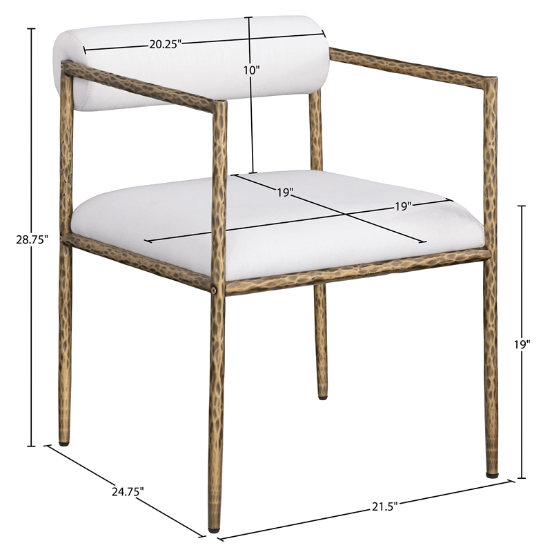 Meridian Furniture Axis Cream Linen Textured Fabric Dining Chair (Set of 2)