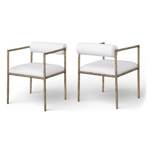 Meridian Furniture Axis Cream Linen Textured Fabric Dining Chair (Set of 2)
