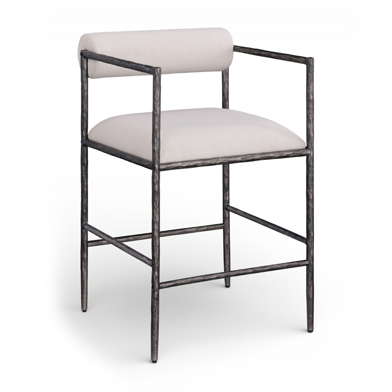 Meridian Furniture Axis Beige Linen Textured Fabric Counter Stool (Set of 2)
