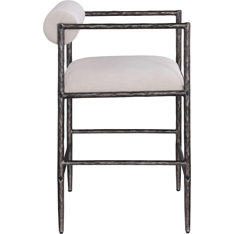 Meridian Furniture Axis Beige Linen Textured Fabric Counter Stool (Set of 2)