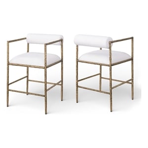 Meridian Furniture Axis Cream Linen Textured Fabric Counter Stool (Set of 2)