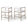 Meridian Furniture Axis Cream Linen Textured Fabric Counter Stool (Set of 2)