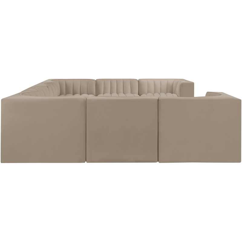 Meridian Furniture Rummi Beige Velvet Performance Fabric Modular Sectional