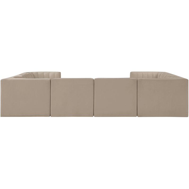 Meridian Furniture Rummi Beige Velvet Performance Fabric Modular Sectional
