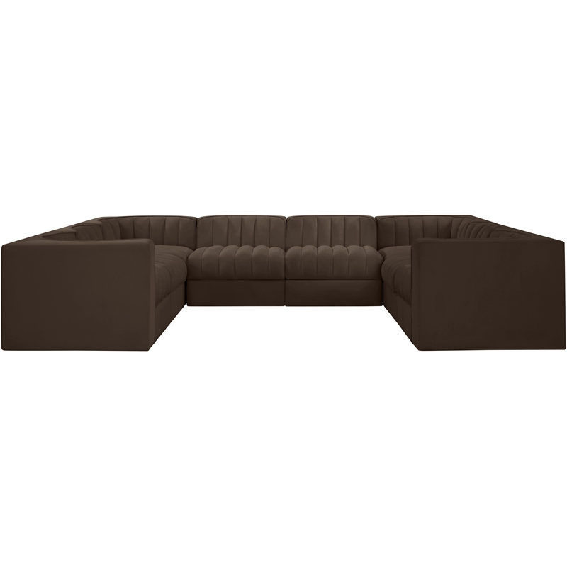Meridian Furniture Rummi Brown Velvet Performance Fabric Modular Sectional