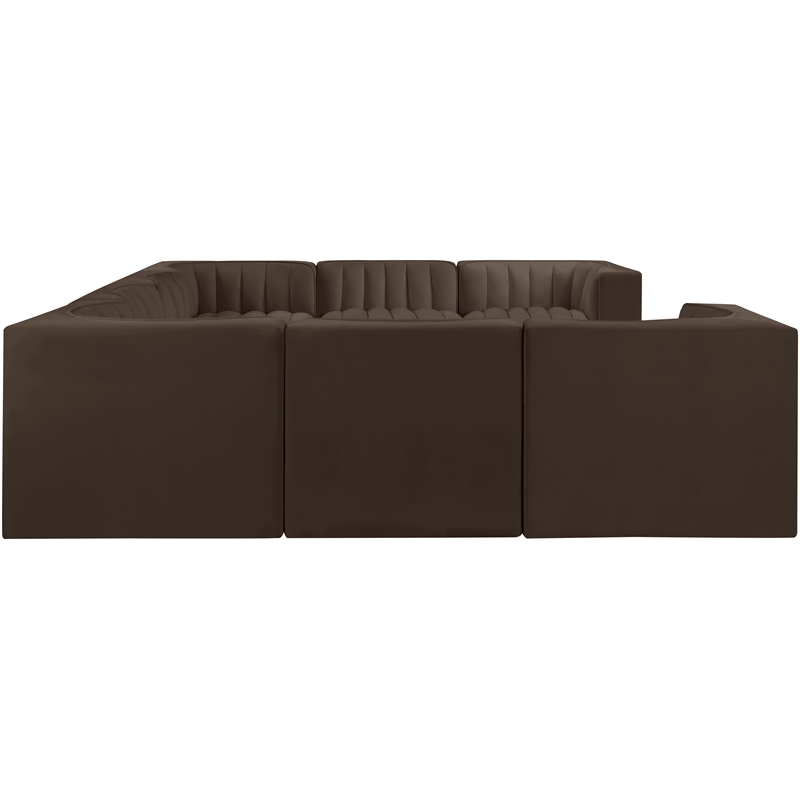 Meridian Furniture Rummi Brown Velvet Performance Fabric Modular Sectional