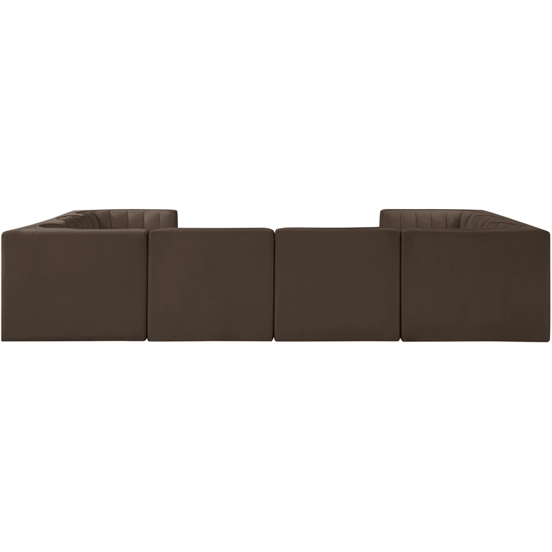 Meridian Furniture Rummi Brown Velvet Performance Fabric Modular Sectional