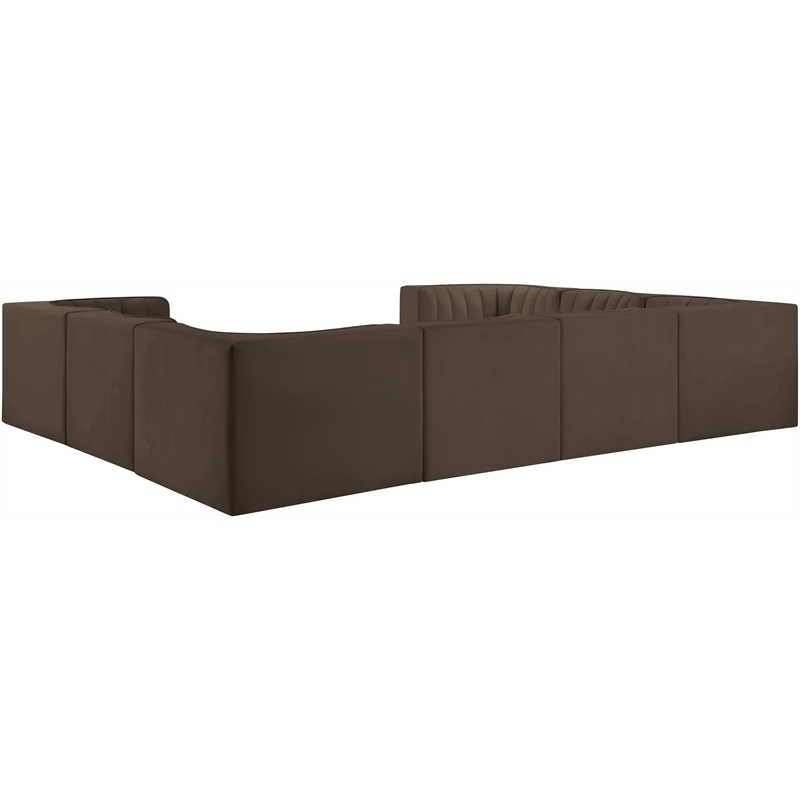 Meridian Furniture Rummi Brown Velvet Performance Fabric Modular Sectional
