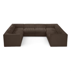 Meridian Furniture Rummi Brown Velvet Performance Fabric Modular Sectional