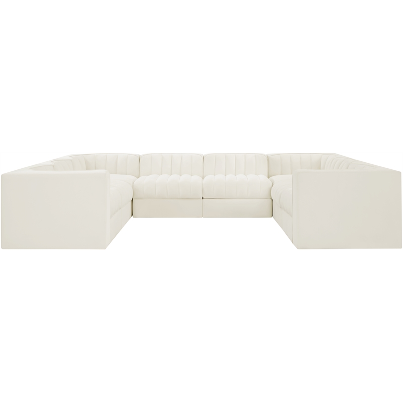 Meridian Furniture Rummi Cream Velvet Performance Fabric Modular Sectional