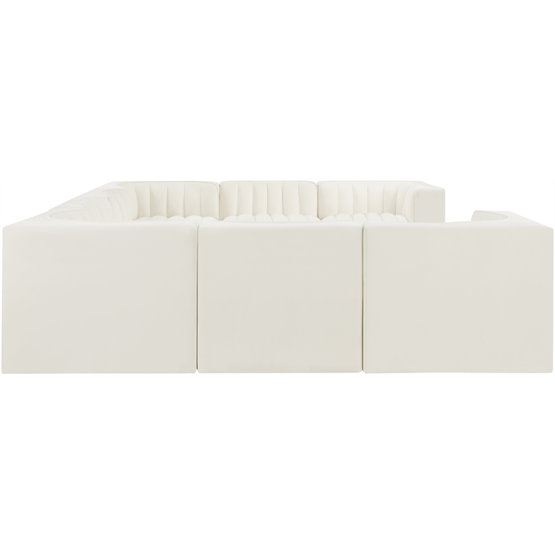 Meridian Furniture Rummi Cream Velvet Performance Fabric Modular Sectional