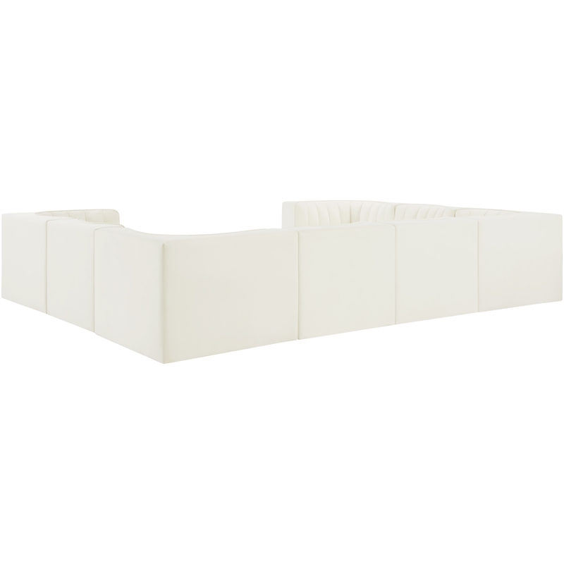 Meridian Furniture Rummi Cream Velvet Performance Fabric Modular Sectional