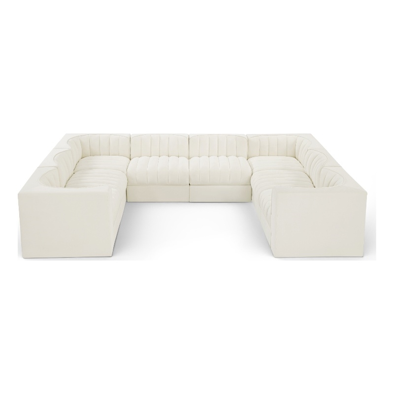 Meridian Furniture Rummi Cream Velvet Performance Fabric Modular Sectional