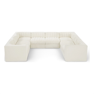 Meridian Furniture Rummi Cream Velvet Performance Fabric Modular Sectional