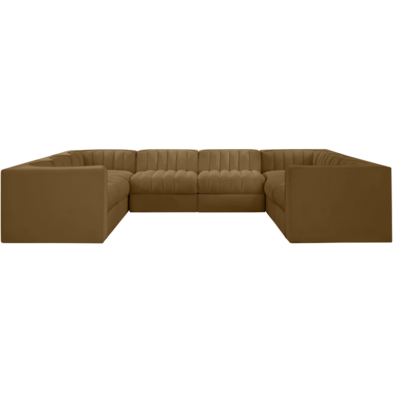 Meridian Furniture Rummi Saddle Velvet Performance Fabric Modular Sectional