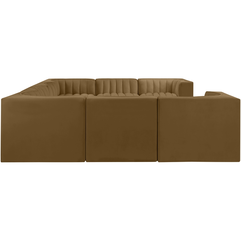 Meridian Furniture Rummi Saddle Velvet Performance Fabric Modular Sectional