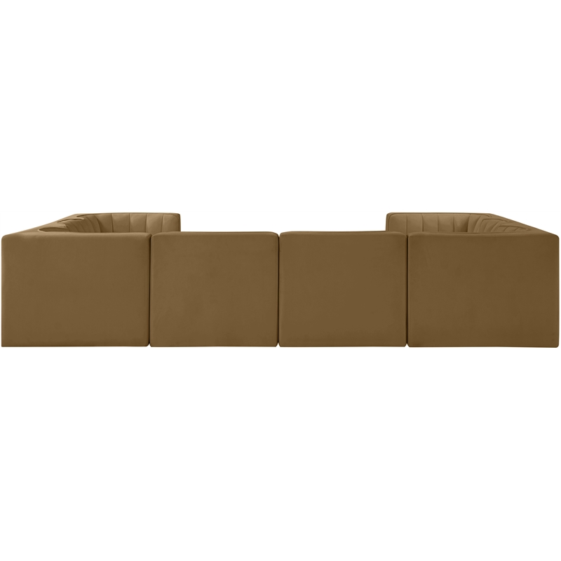 Meridian Furniture Rummi Saddle Velvet Performance Fabric Modular Sectional