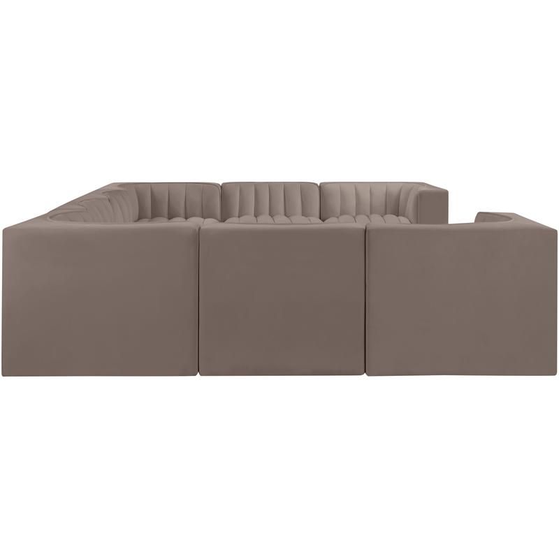 Meridian Furniture Rummi Taupe Velvet Performance Fabric Modular Sectional