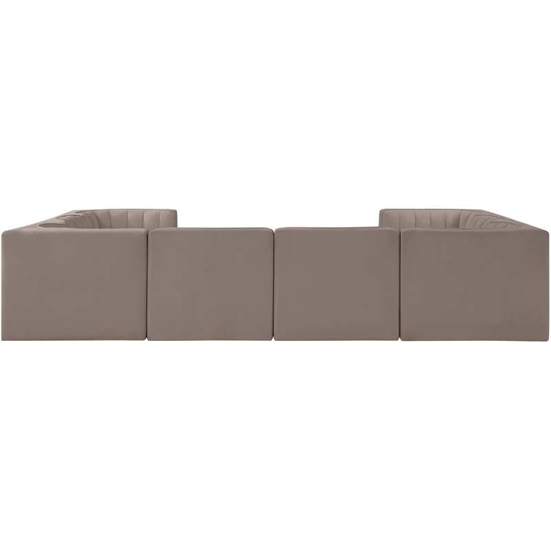 Meridian Furniture Rummi Taupe Velvet Performance Fabric Modular Sectional