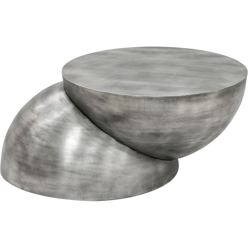 Meridian Furniture Boulder Silver Iron Coffee Table