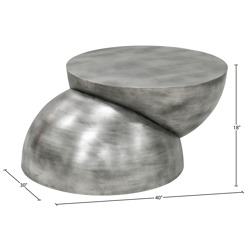 Meridian Furniture Boulder Silver Iron Coffee Table