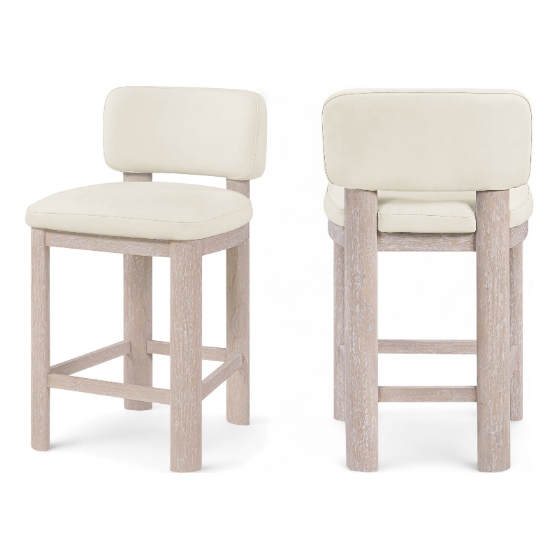 Meridian Furniture Paloma Cream Vegan Leather Counter Stool (Set of 2)