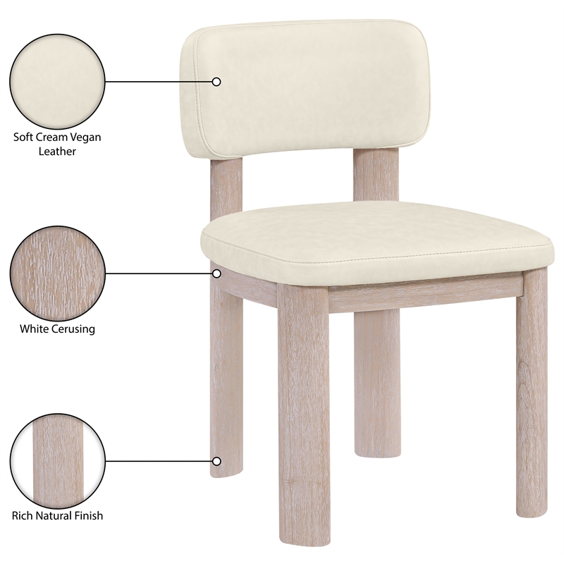 Meridian Furniture Paloma Cream Vegan Leather Dining Chair (Set of 2)