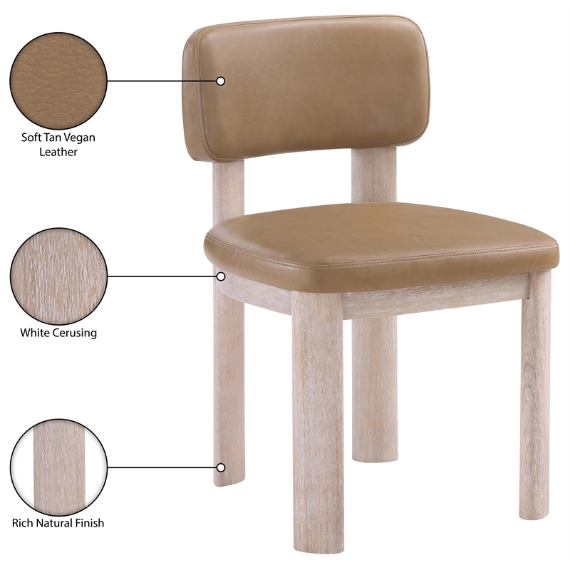 Meridian Furniture Paloma Tan Vegan Leather Dining Chair (Set of 2)