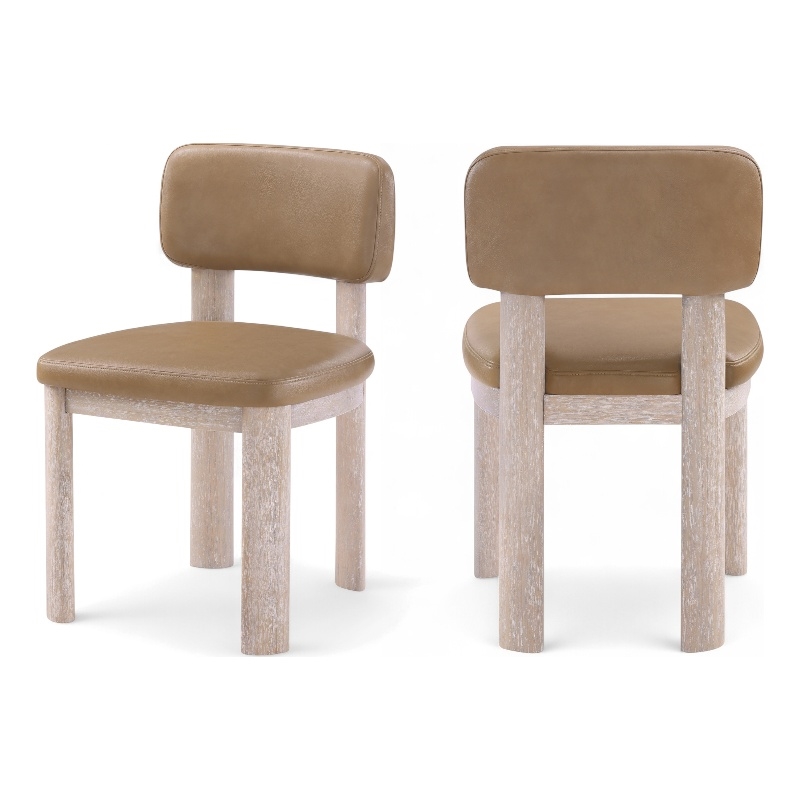 Meridian Furniture Paloma Tan Vegan Leather Dining Chair (Set of 2)