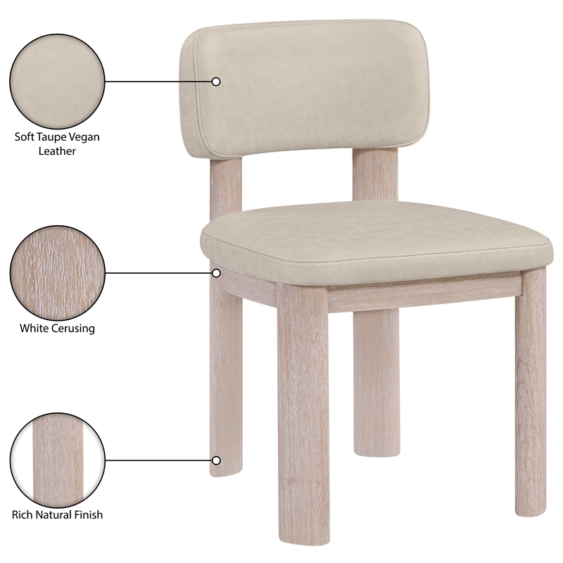 Meridian Furniture Paloma Taupe Vegan Leather Dining Chair (Set of 2)