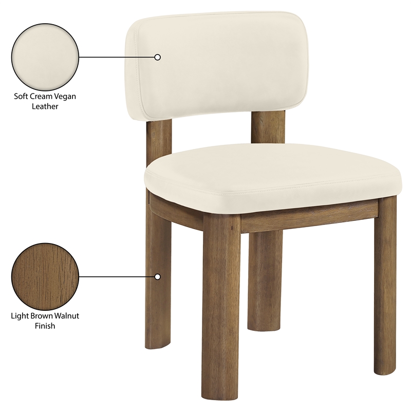 Meridian Furniture Paloma Cream Vegan Leather Dining Chair (Set of 2)