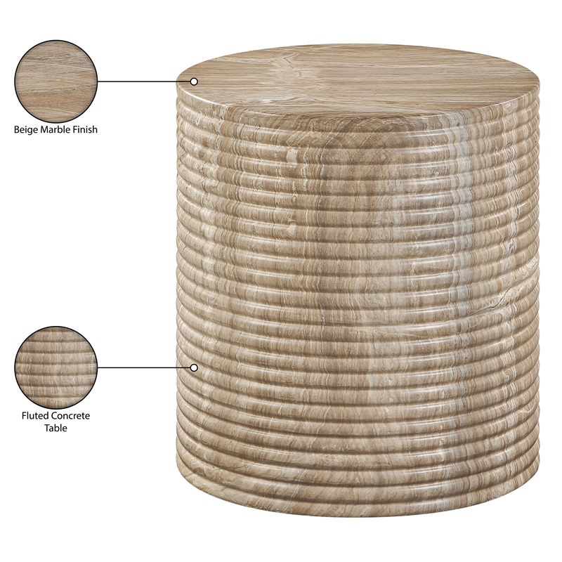 Meridian Furniture Rapallo Beige Concrete Indoor/Outdoor End Table