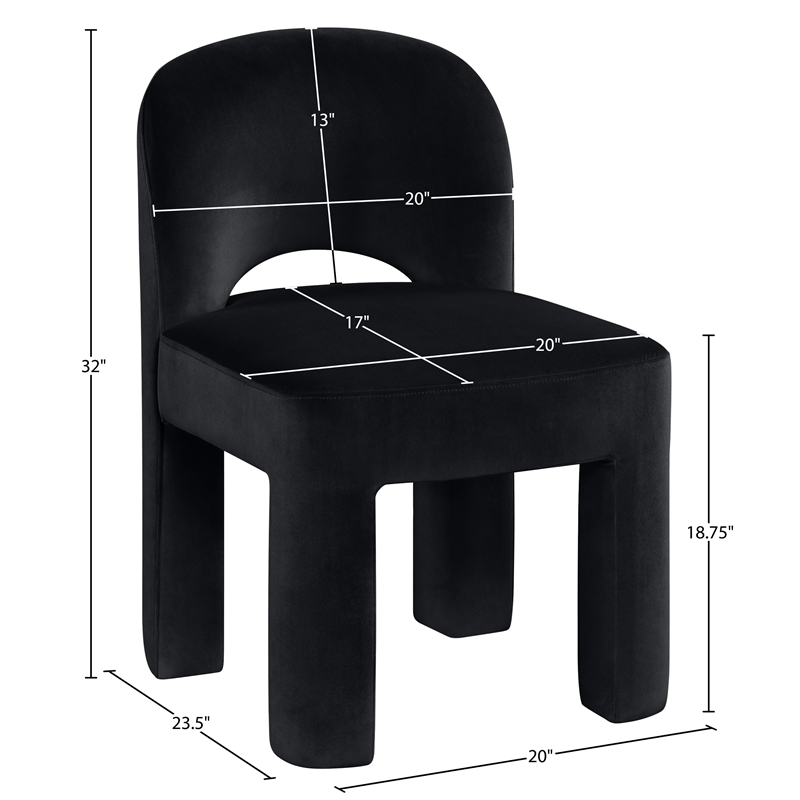 Meridian Furniture Celine Black Velvet Upholstered Dining Chair (Set of 2)
