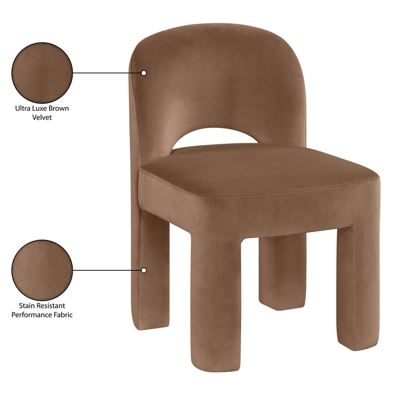 Meridian Furniture Celine Brown Velvet Upholstered Dining Chair (Set of 2)