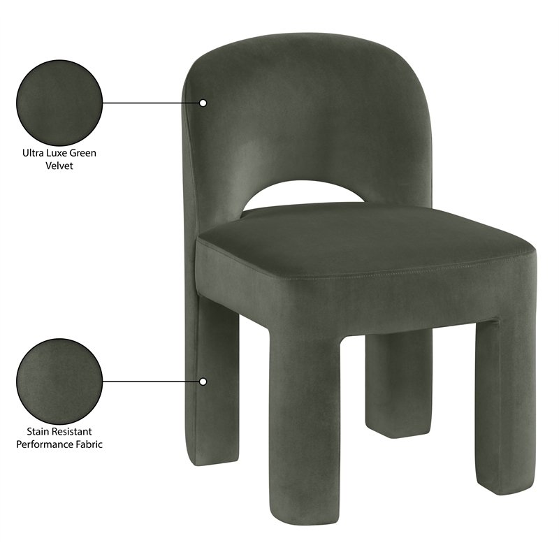 Meridian Furniture Celine Green Velvet Upholstered Dining Chair (Set of 2)