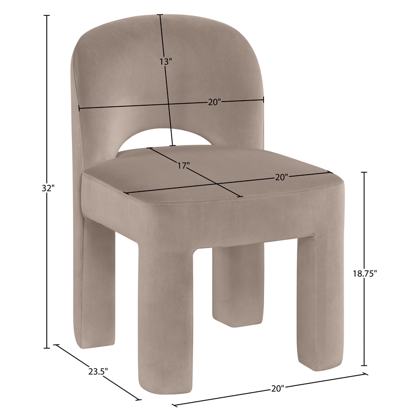 Meridian Furniture Celine Taupe Velvet Upholstered Dining Chair (Set of 2)