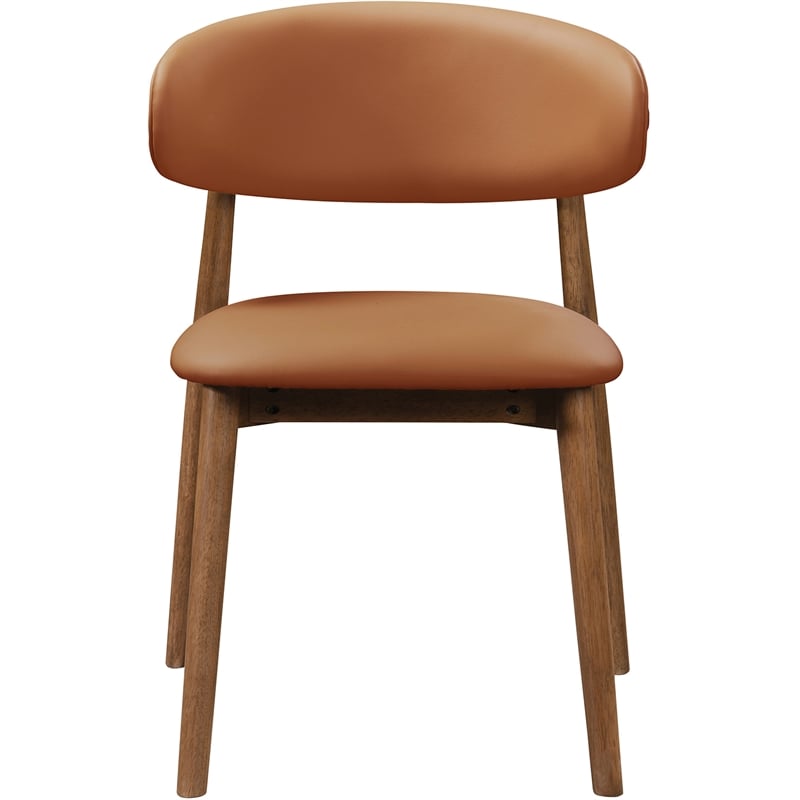 Meridian Furniture Leesa Cognac Vegan Leather Dining Chair (Set of 2)