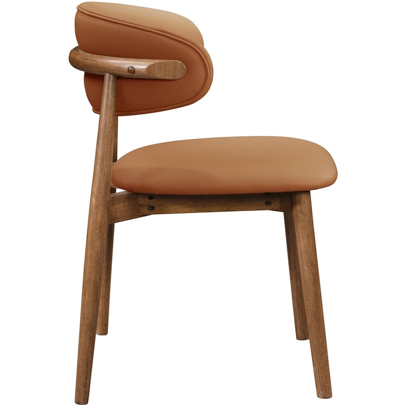 Meridian Furniture Leesa Cognac Vegan Leather Dining Chair (Set of 2)