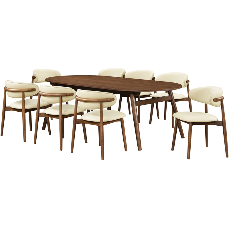 Meridian Furniture Leesa Cream Vegan Leather Upholstered Dining Chair (Set of 2)