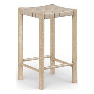 Meridian Furniture Entwine Beige Vegan Leather Upholstered Counter Stool