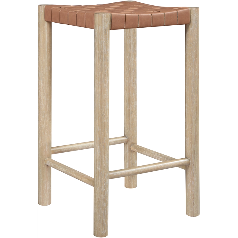 Meridian Furniture Entwine Brown Vegan Leather Upholstered Counter Stool