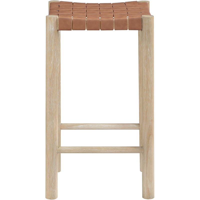 Meridian Furniture Entwine Brown Vegan Leather Upholstered Counter Stool