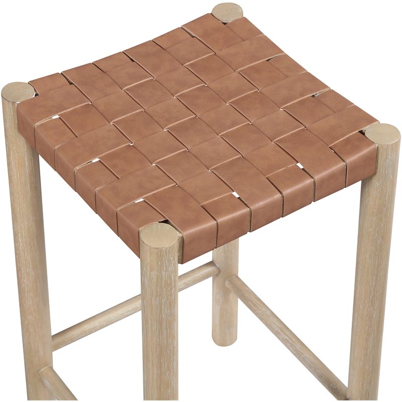 Meridian Furniture Entwine Brown Vegan Leather Upholstered Counter Stool