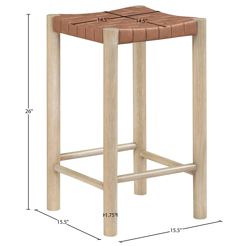 Meridian Furniture Entwine Brown Vegan Leather Upholstered Counter Stool