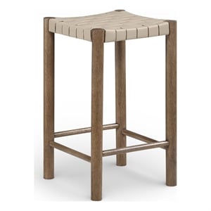 Meridian Furniture Entwine Beige Vegan Leather Upholstered Counter Stool