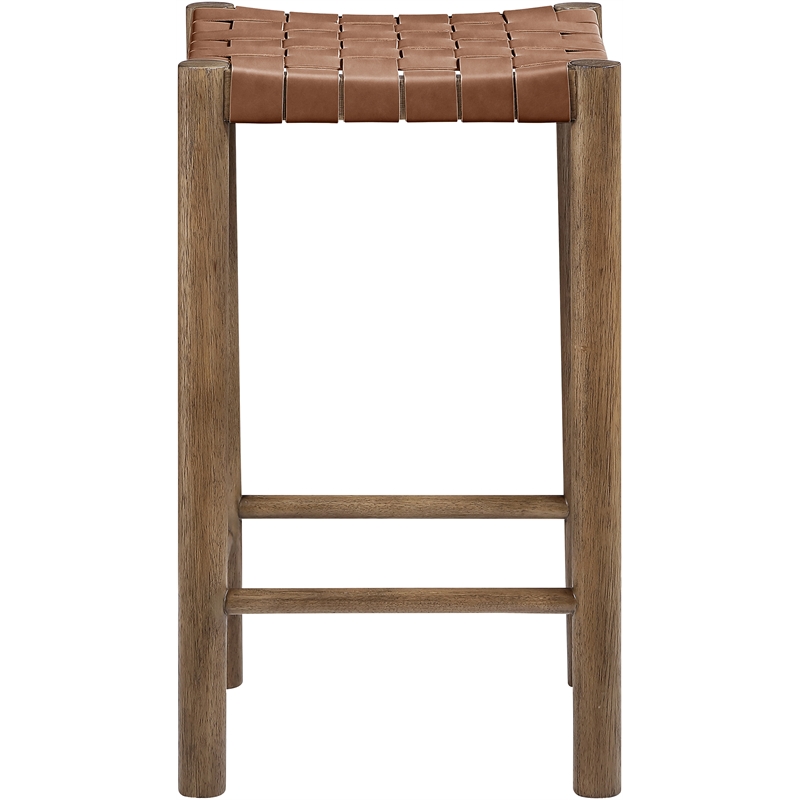 Meridian Furniture Entwine Brown Vegan Leather Upholstered Counter Stool