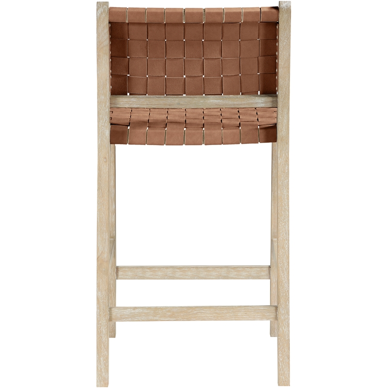 Meridian Furniture Entwine Brown Vegan Leather Upholstered Counter Stool